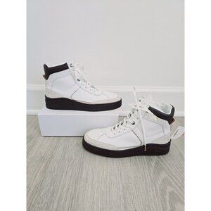 Shabbies Amsterdam Reven White High Top Lace Up Trainer Sneaker Shoes 7.5 38